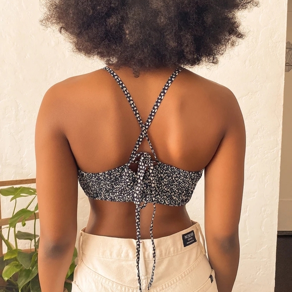 Free People Cassie Heart Printed Bralette Black - Picture 5 of 16